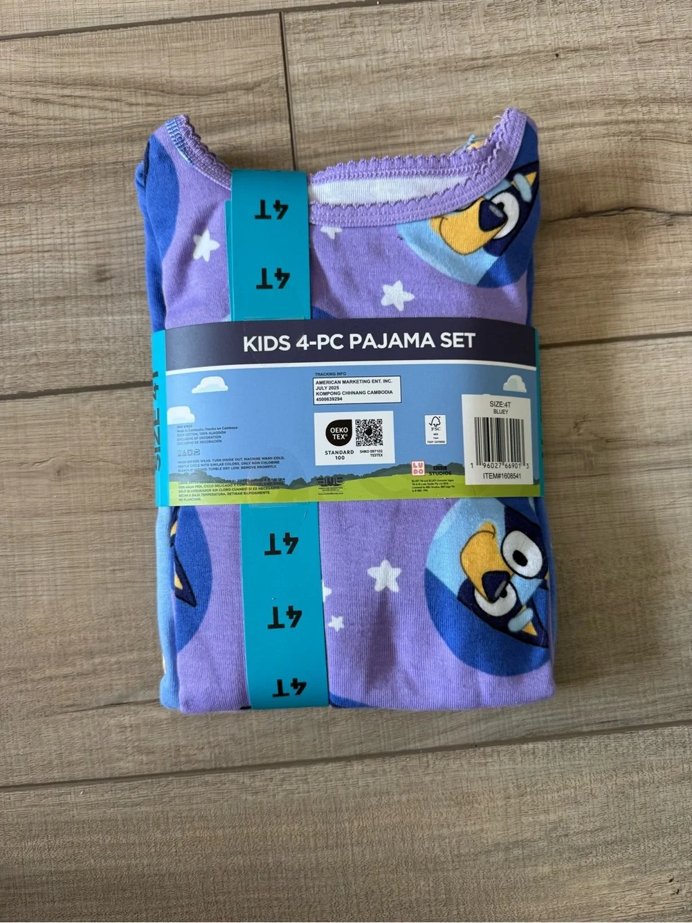 BNIB Bluey Kids 4-Piece Snug Fit Pajama Set 4T